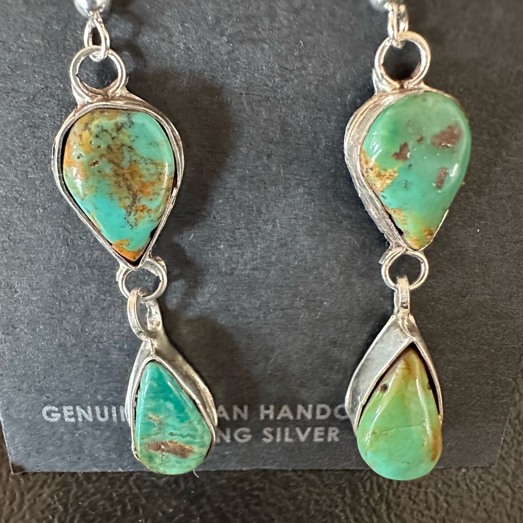 Handcrafted Turquoise And Silver Earrings